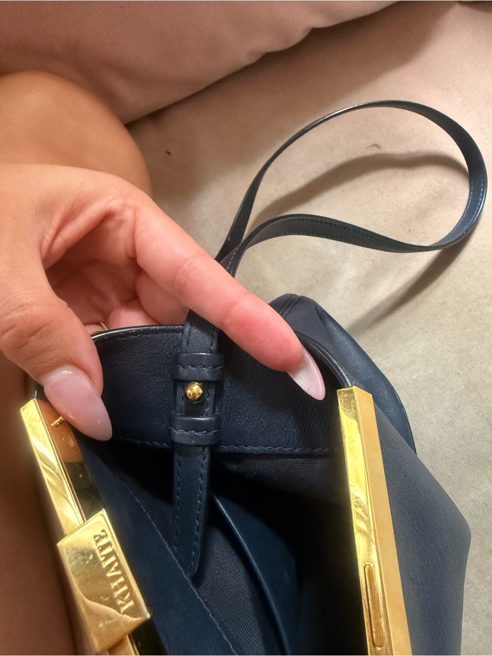 Khaite Etta Bag in Navy Leather - Picture 10 of 11